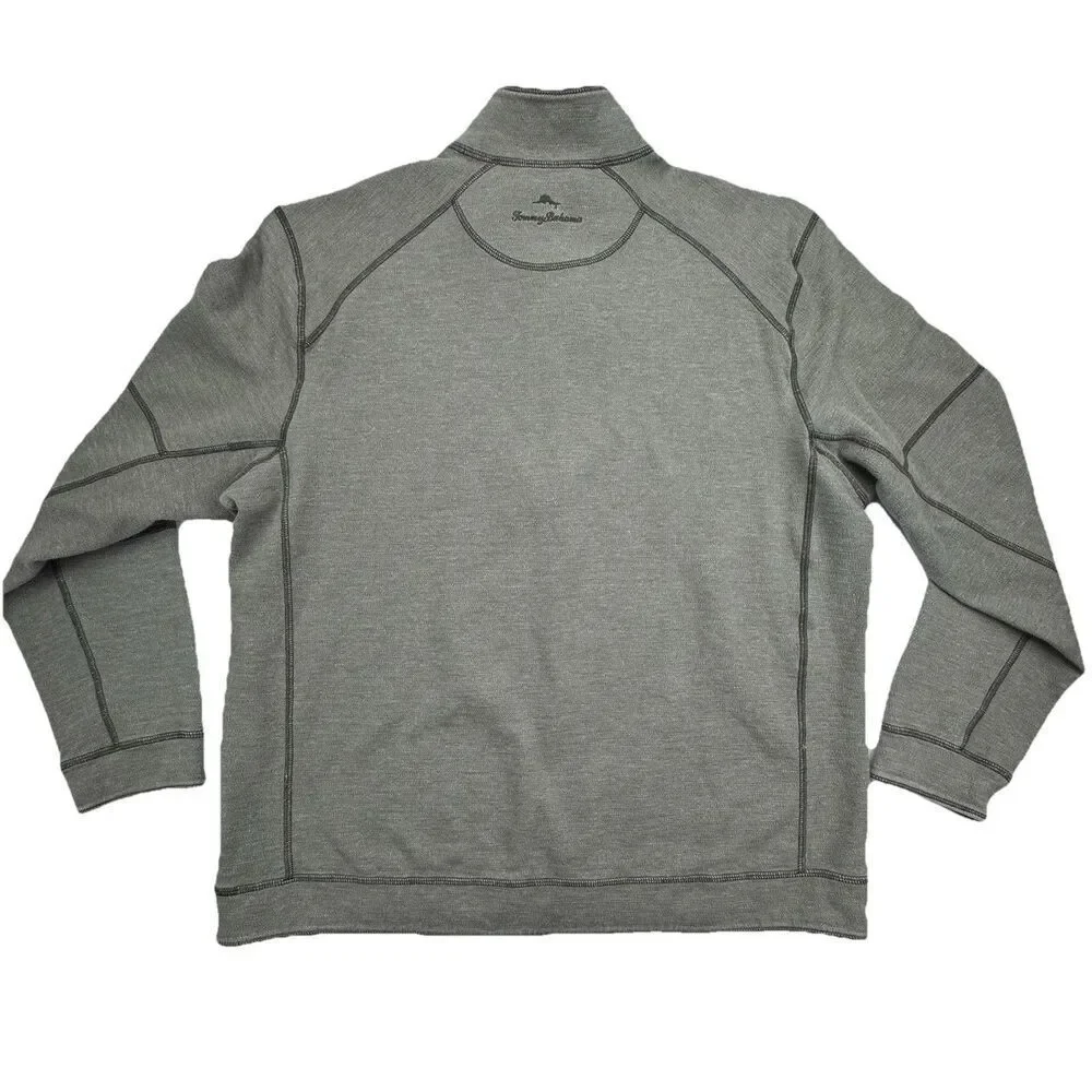 Tommy Bahama Reversible 1/4 Zip Pullover Mens Large Green Golf Sweater